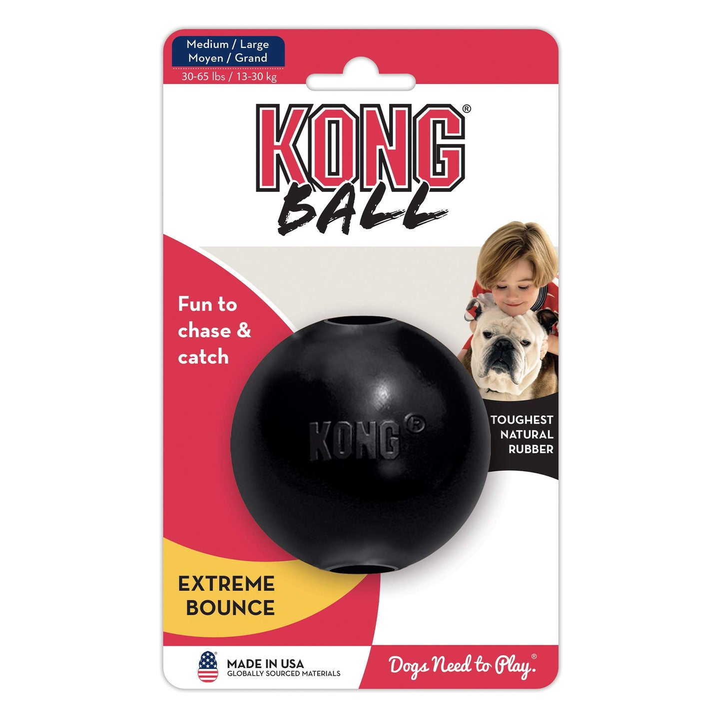 KONG - Black Extreme Ball - Durable Rubber Dog Toy for Medium/Large Dogs