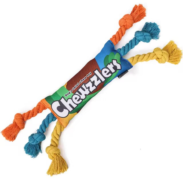 Chewzzlers Squeaky Bite Resistant Rope Dog Toy - 3 types available - suitable for all sizes of Dog