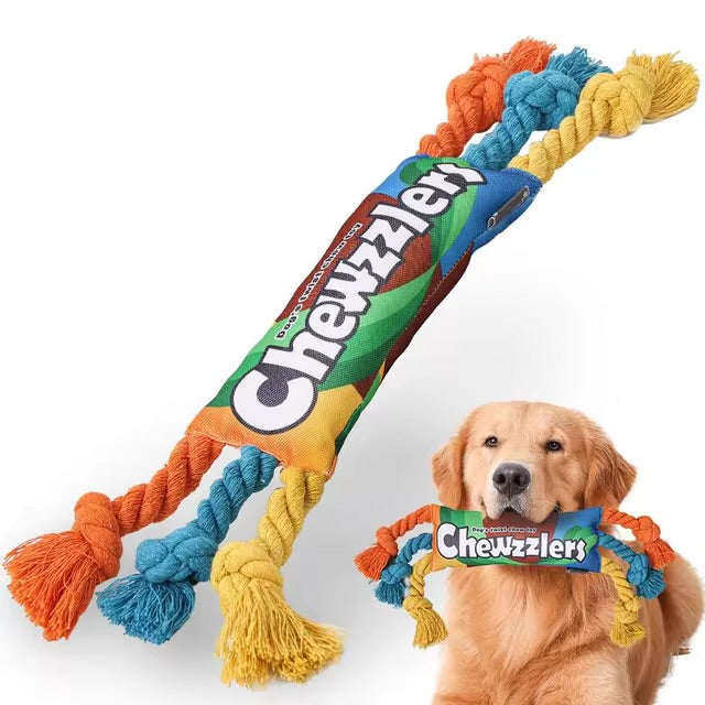 Chewzzlers Squeaky Bite Resistant Rope Dog Toy - 3 types available - suitable for all sizes of Dog