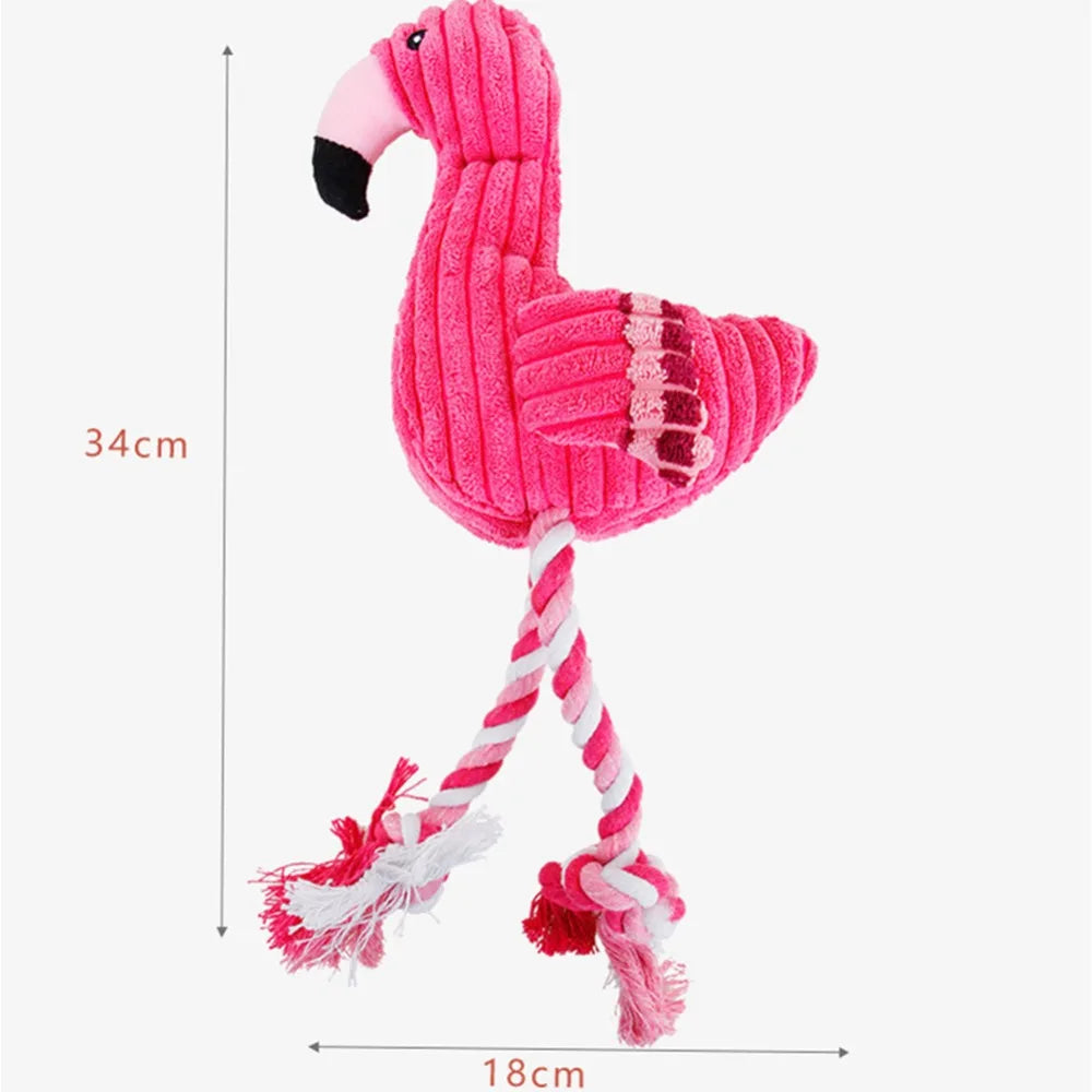 Squeaky Interactive Rope Flamingo Dog Toy