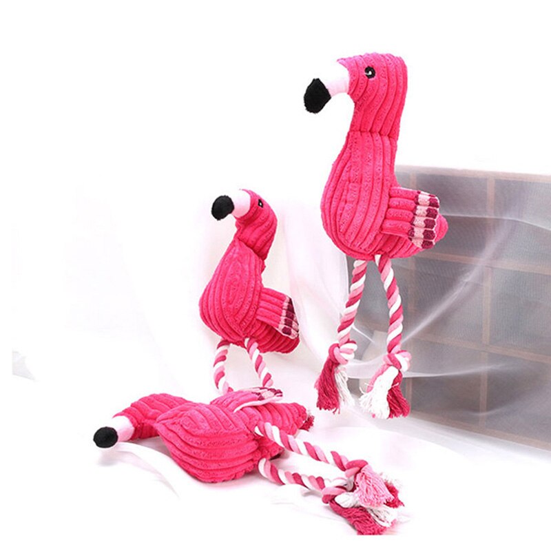 Squeaky Interactive Rope Flamingo Dog Toy