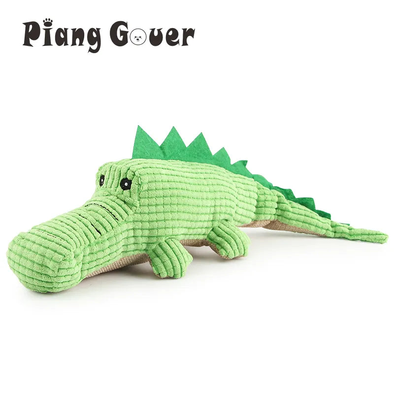 Green Crocodile Plush Soft Dog Toy for Interactive Squeaky playtime