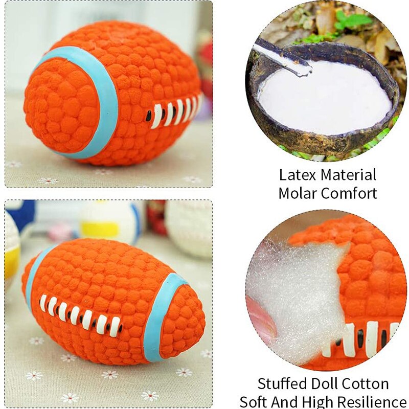 Benepaw Bite-resistant Squeaky Rugby ball for Small, Medium & Large Dogs