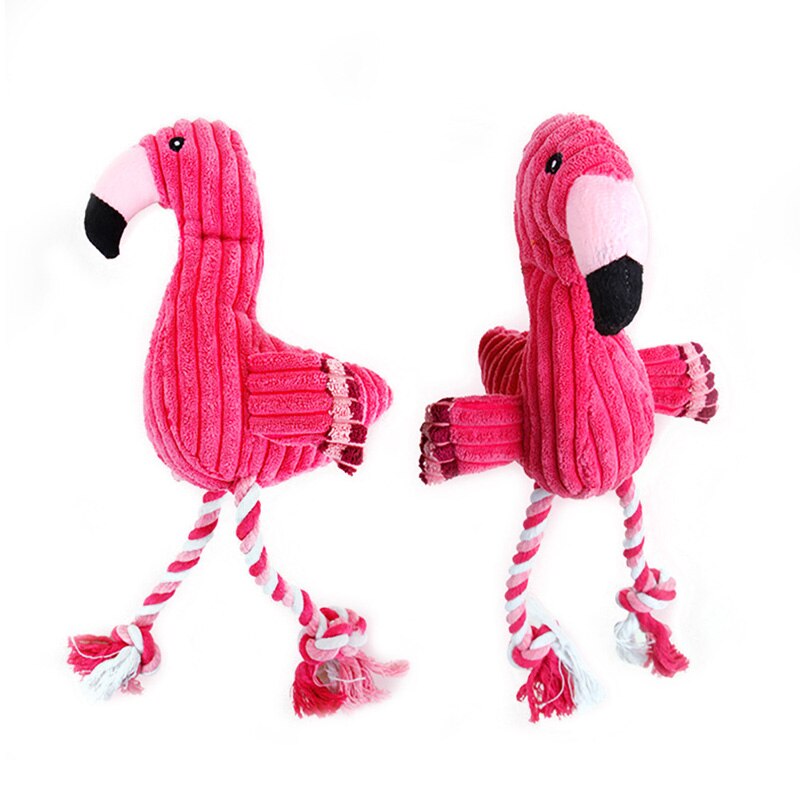 Squeaky Interactive Rope Flamingo Dog Toy