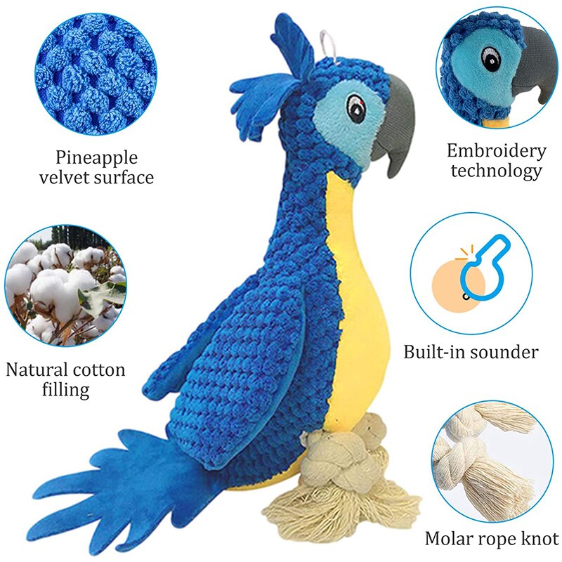 Benepaw Plush Interactive Squeaky Parrot