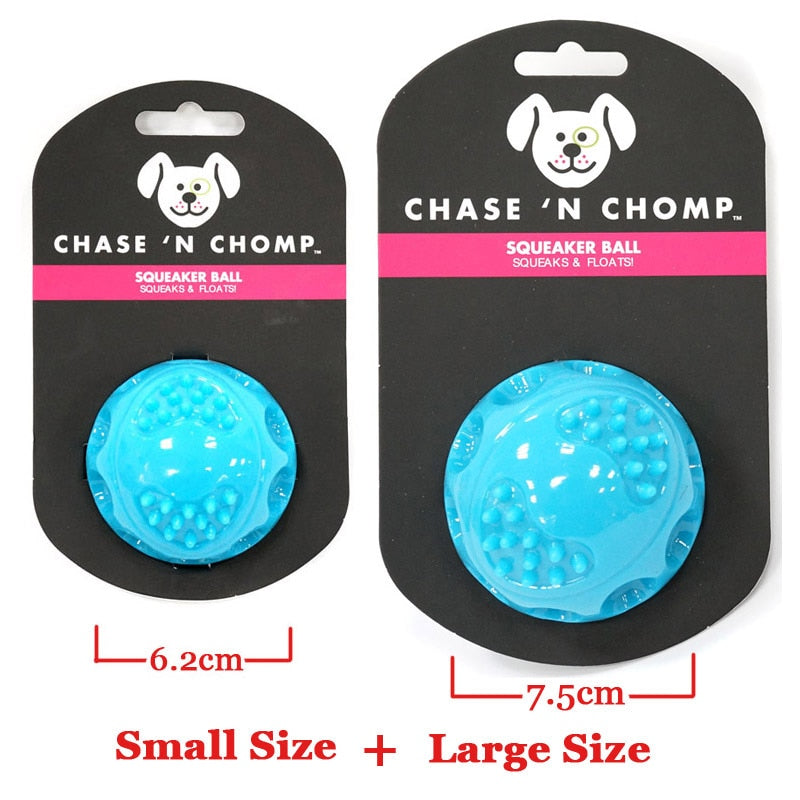 CAITEC Chase 'N Chomp Squeaking Rubber Bouncing Ball Durable Floating for Small to Large Dogs