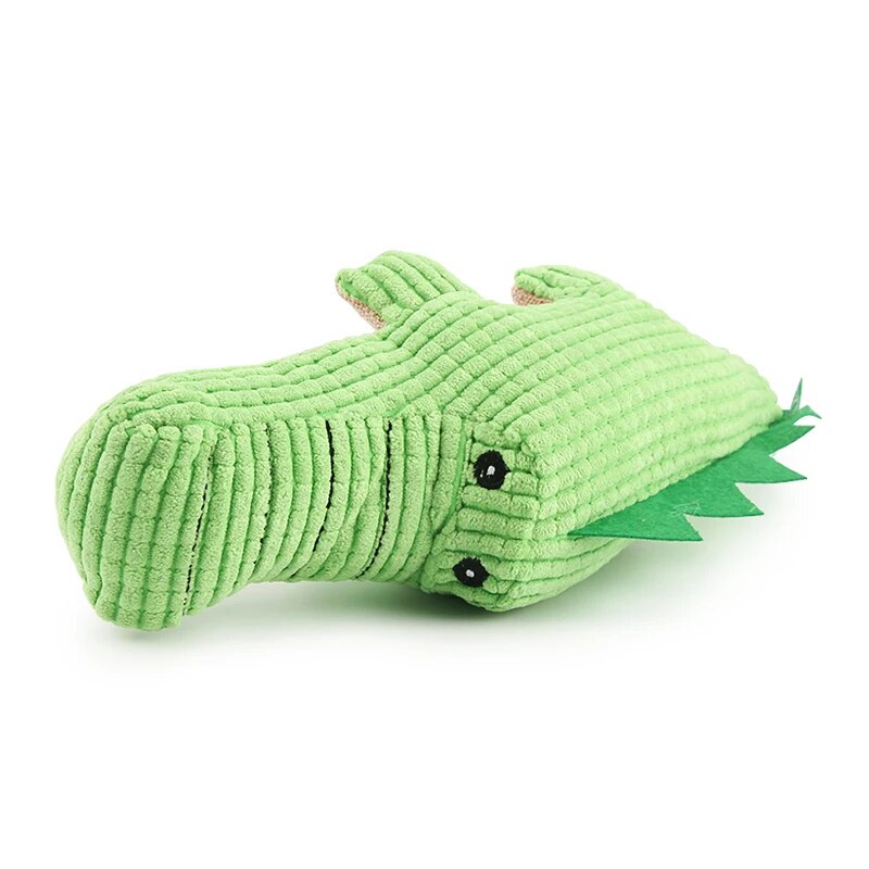 Green Crocodile Plush Soft Dog Toy for Interactive Squeaky playtime