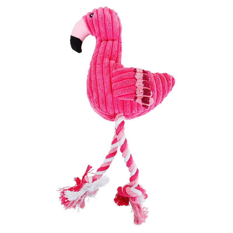 Squeaky Interactive Rope Flamingo Dog Toy