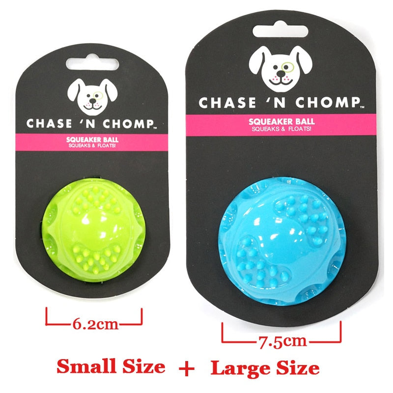 CAITEC Chase 'N Chomp Squeaking Rubber Bouncing Ball Durable Floating for Small to Large Dogs