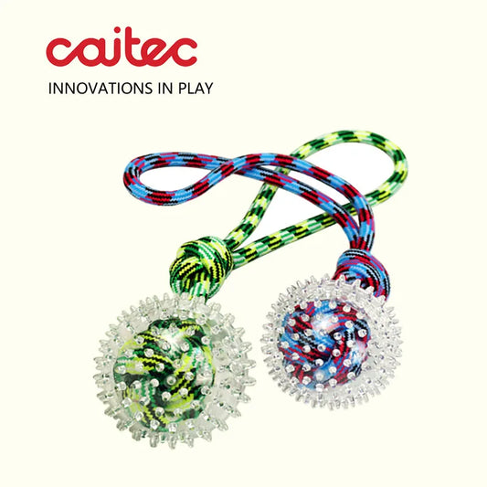 CAITEC Interactive Soft Chewing Ball with Rope - Floatable Suitable for Throwing and Chasing