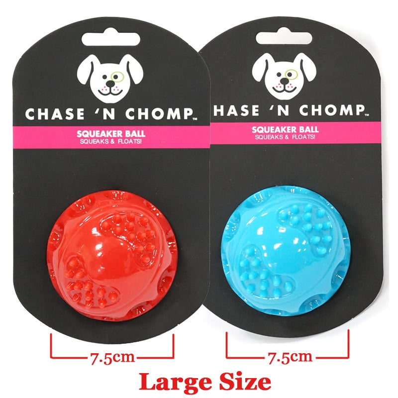 CAITEC Chase 'N Chomp Squeaking Rubber Bouncing Ball Durable Floating for Small to Large Dogs