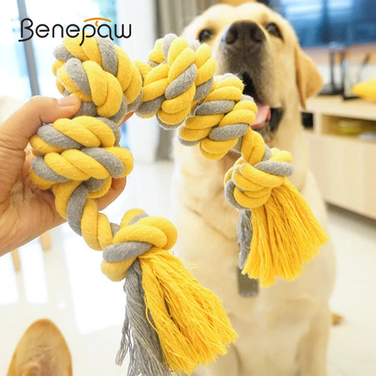 Benepaw Durable 6 Knot Interactive Rope Toy For Aggressive Chewers - Medium to Large Dogs