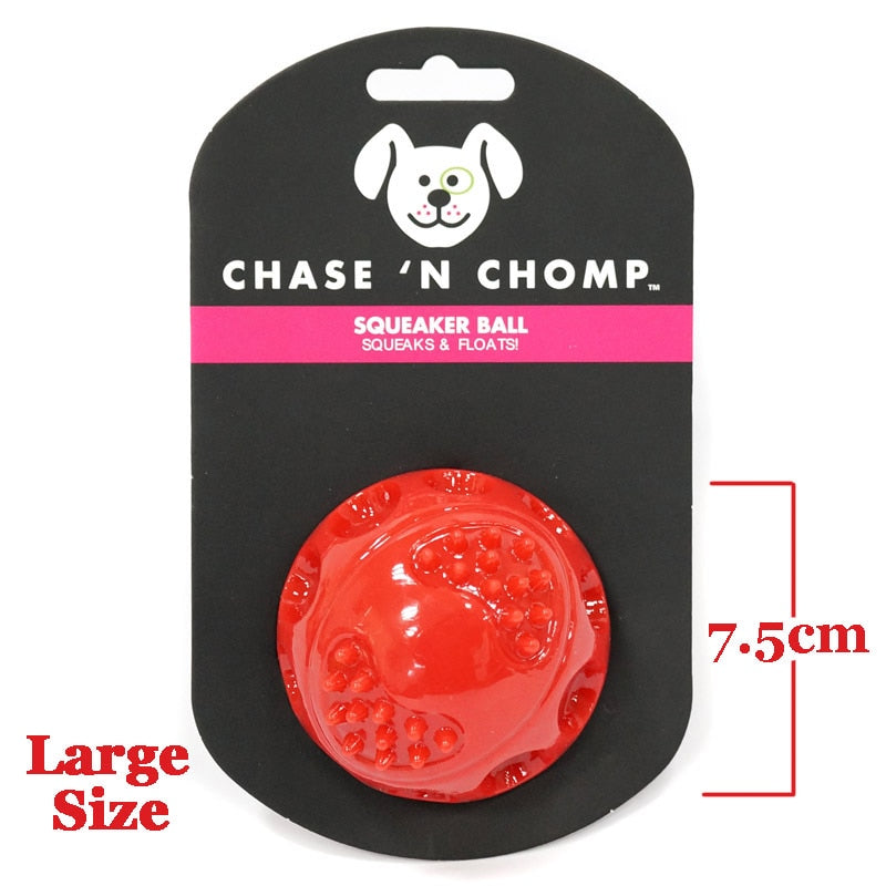 CAITEC Chase 'N Chomp Squeaking Rubber Bouncing Ball Durable Floating for Small to Large Dogs