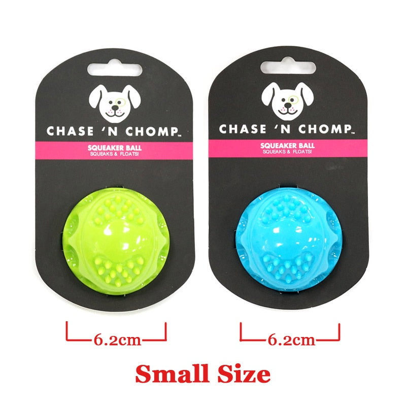 CAITEC Chase 'N Chomp Squeaking Rubber Bouncing Ball Durable Floating for Small to Large Dogs