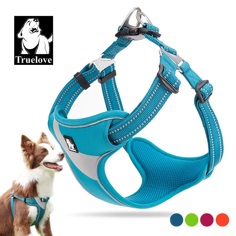 Truelove Adjustable Easy on Dog Harness - Outdoor Adventure Reflective Dog Protective Nylon Walking Dog Harness