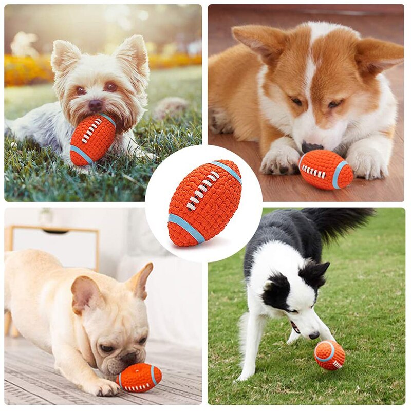 Benepaw Bite-resistant Squeaky Rugby ball for Small, Medium & Large Dogs