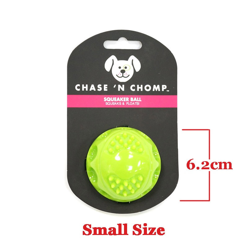 CAITEC Chase 'N Chomp Squeaking Rubber Bouncing Ball Durable Floating for Small to Large Dogs