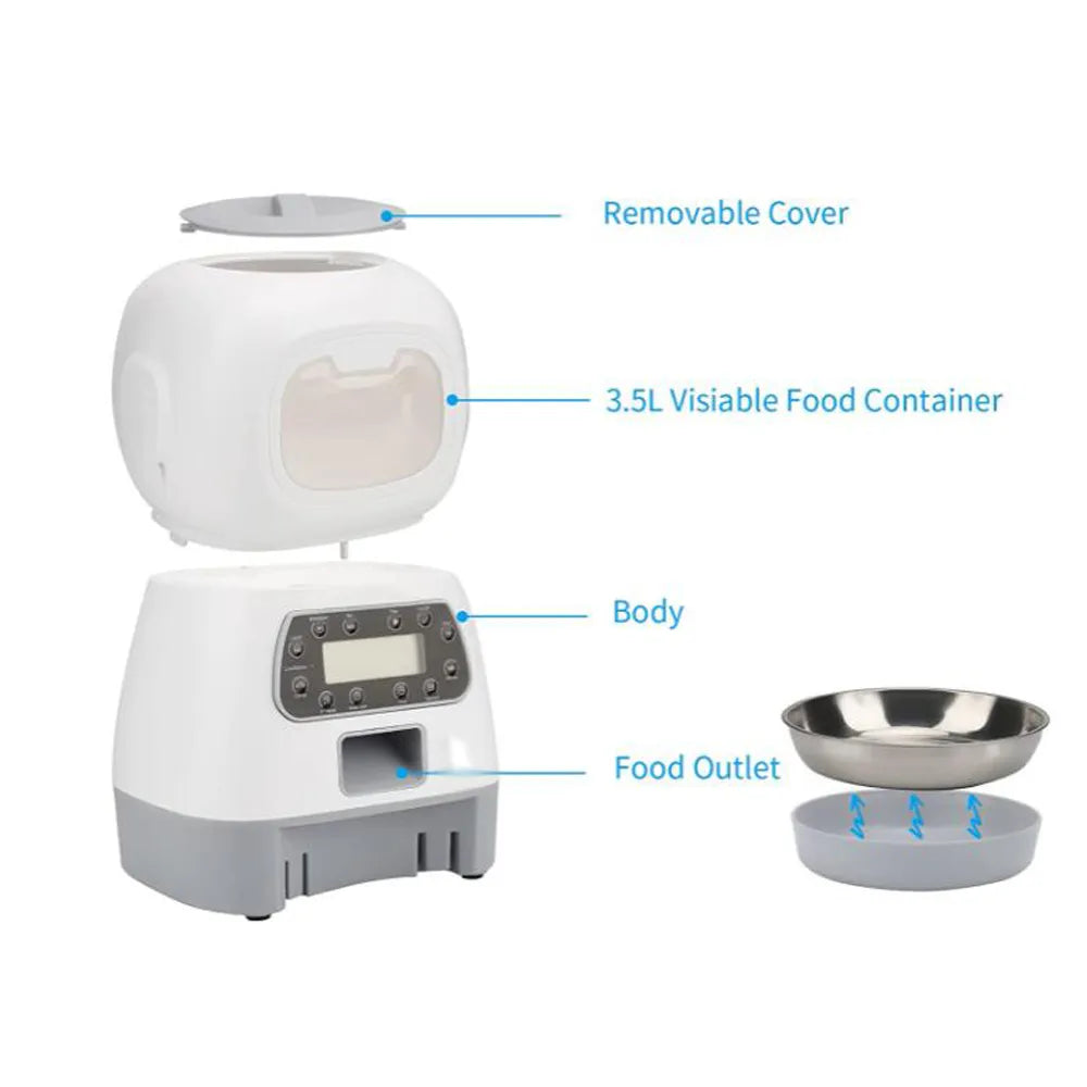 Automatic Dry Food Dispenser (3.5L) & Water drinking fountain (2L) with Wifi & Tuya Smart app connectivity