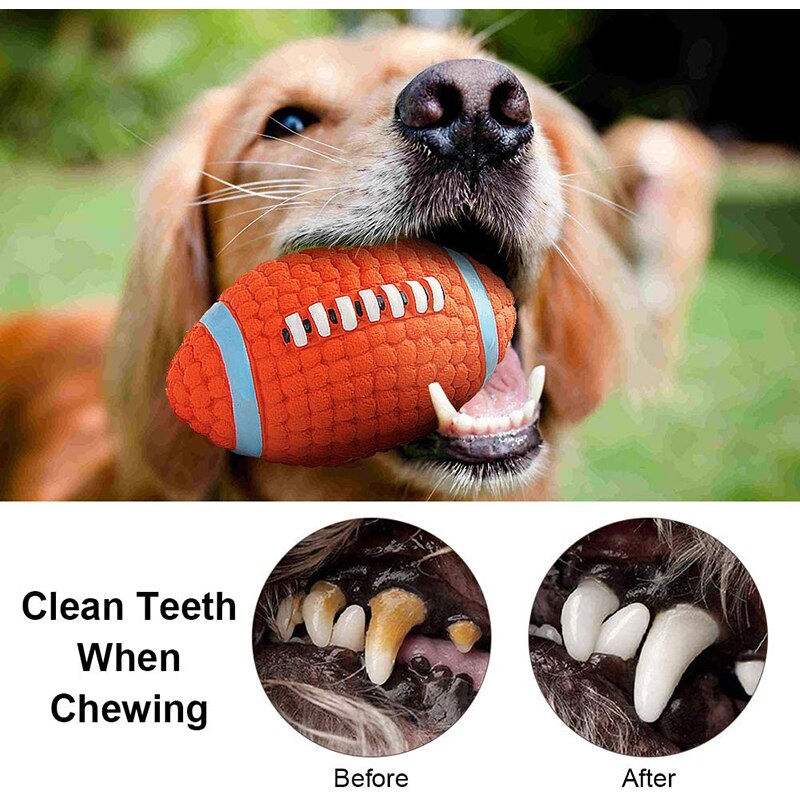 Benepaw Bite-resistant Squeaky Rugby ball for Small, Medium & Large Dogs