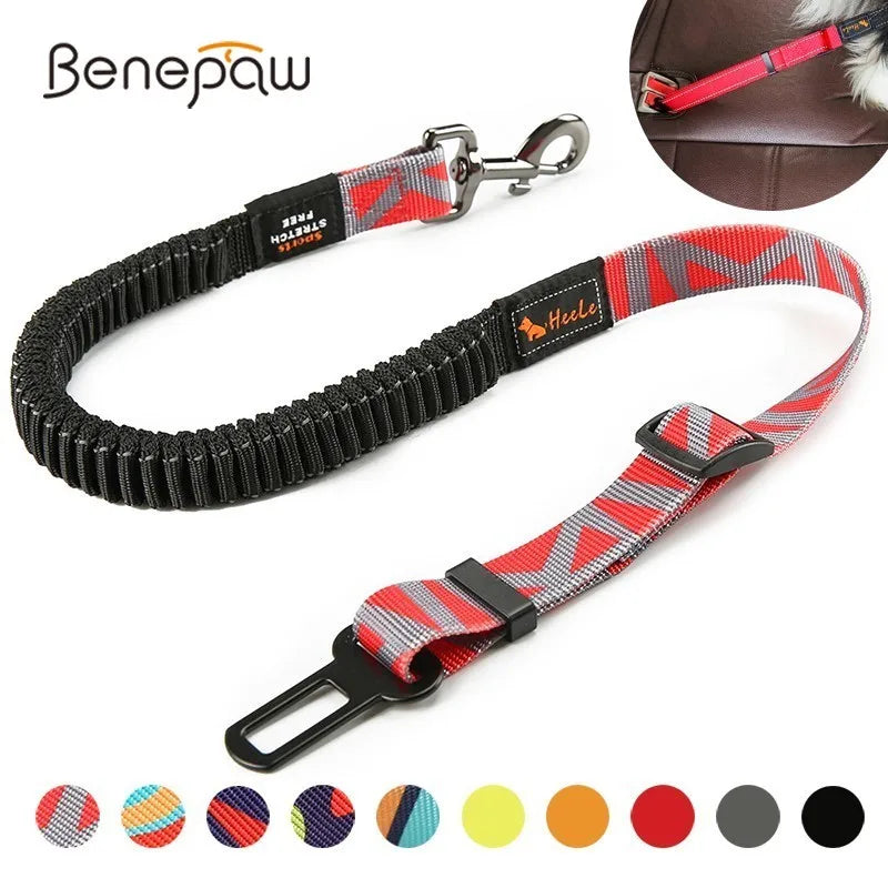 Benepaw Premium Heavy Duty Elastic Dog Car Seat Belt - Vehicle Safety Belt