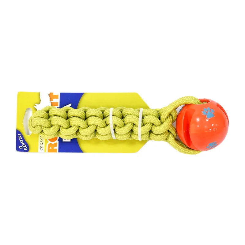 CAITEC Interactive Rubber Chewing Ball with Rope - Tough, Durable & Floatable - Great for Throwing and Chasing