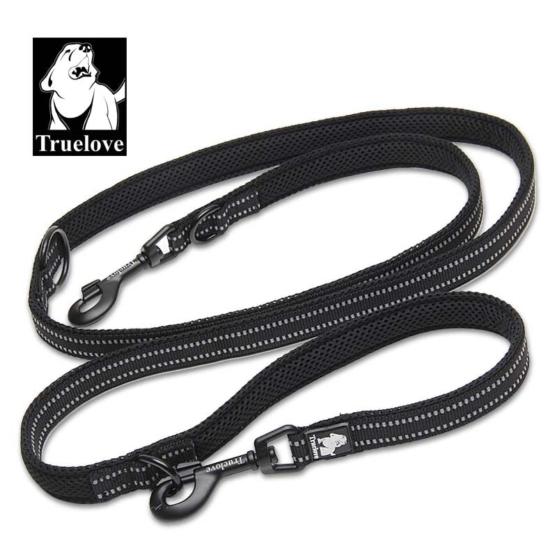 Truelove 7 In 1 Multi-Function Adjustable Dog Lead for 1 or 2 Dogs - Hand Free Reflective Multi-Purpose Dog Leash