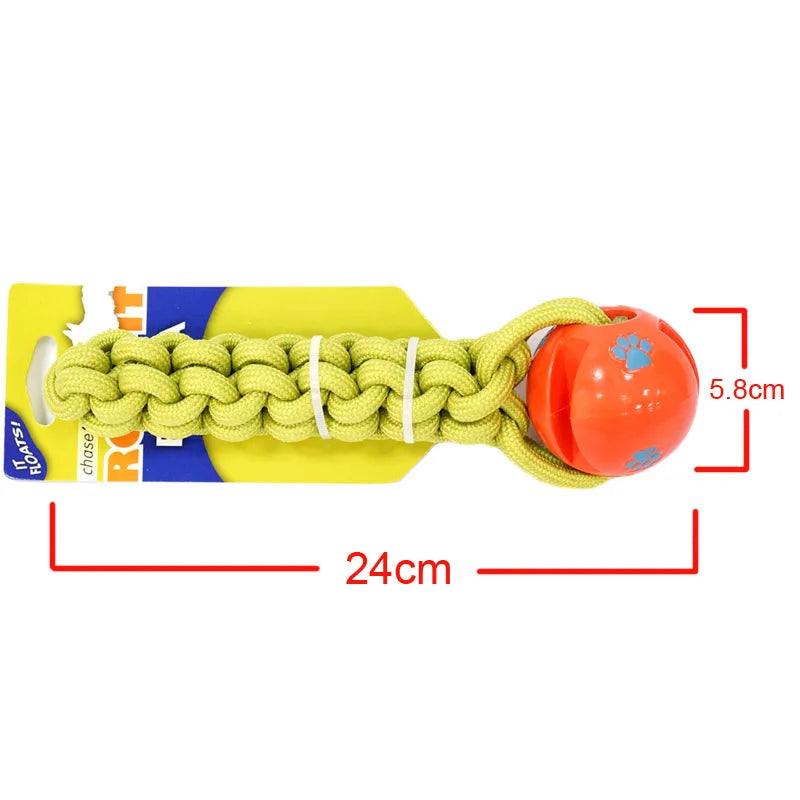 CAITEC Interactive Rubber Chewing Ball with Rope - Tough, Durable & Floatable - Great for Throwing and Chasing