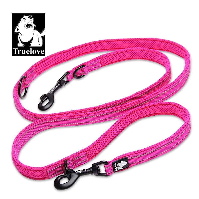 Truelove 7 In 1 Multi-Function Adjustable Dog Lead for 1 or 2 Dogs - Hand Free Reflective Multi-Purpose Dog Leash