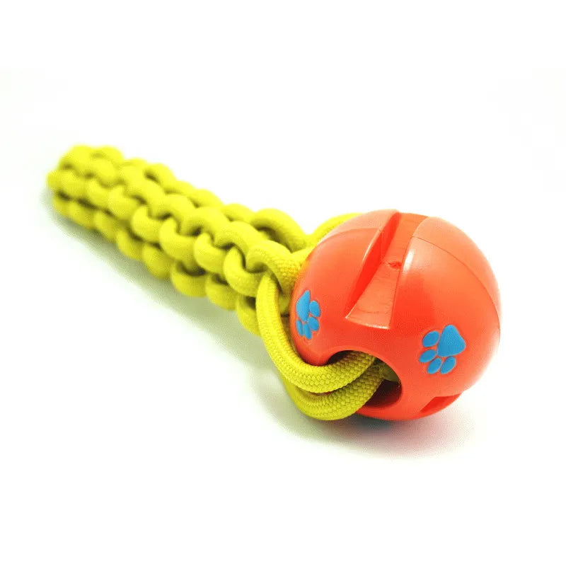 CAITEC Interactive Rubber Chewing Ball with Rope - Tough, Durable & Floatable - Great for Throwing and Chasing