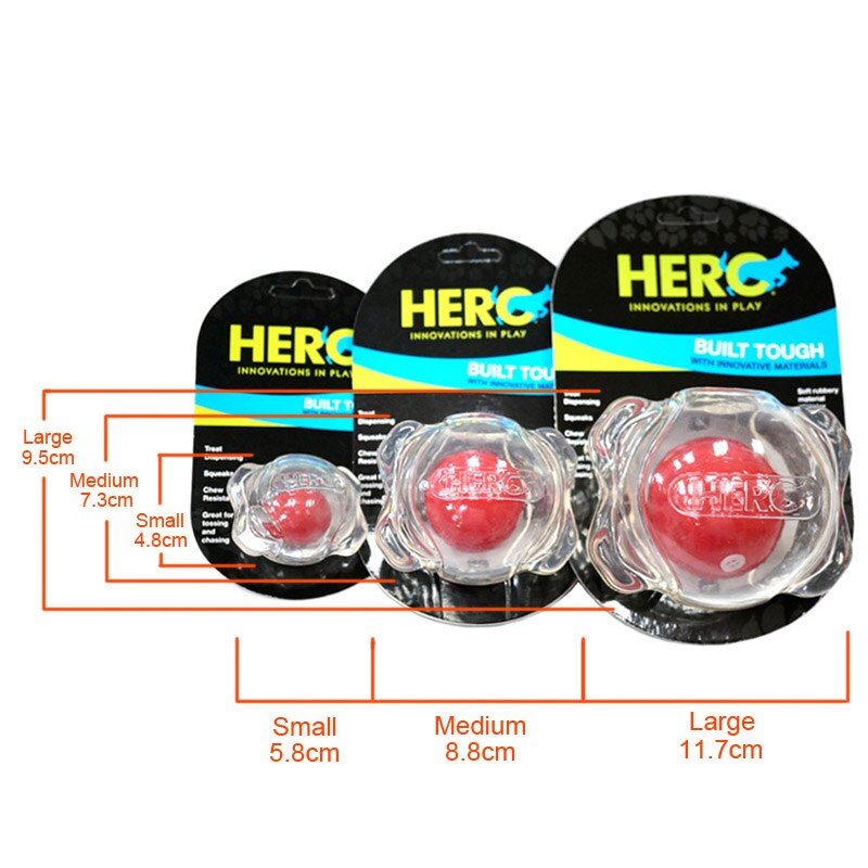 CAITEC Hero Squeaker Foraging Ball - Floating Springy Bite Resistant - 3 sizes available