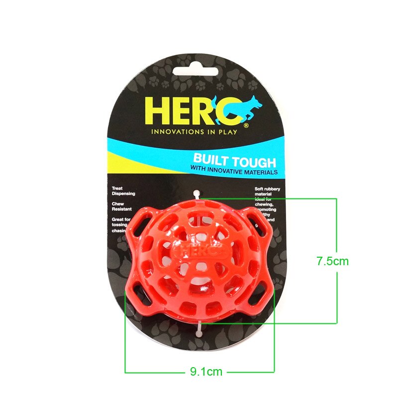 CAITEC Hero Hollow Feeding Ball - Durable Rubber Foraging toy for Small, Medium & Large Dogs