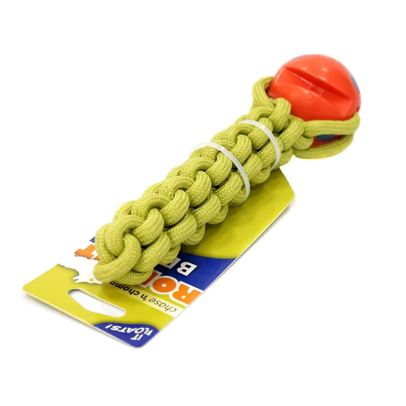 CAITEC Interactive Rubber Chewing Ball with Rope - Tough, Durable & Floatable - Great for Throwing and Chasing