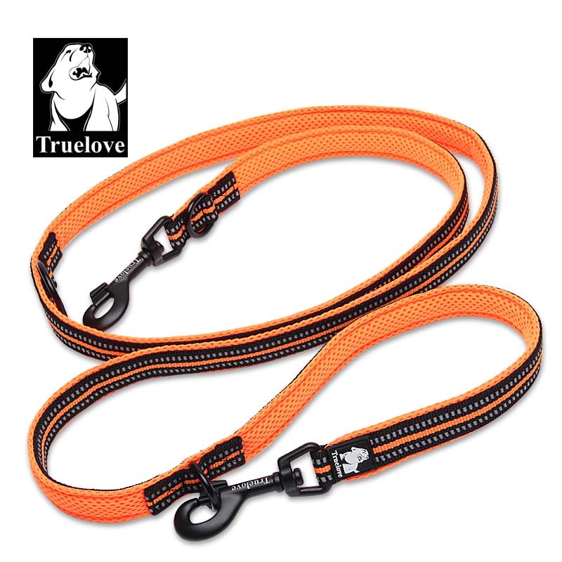 Truelove 7 In 1 Multi-Function Adjustable Dog Lead for 1 or 2 Dogs - Hand Free Reflective Multi-Purpose Dog Leash