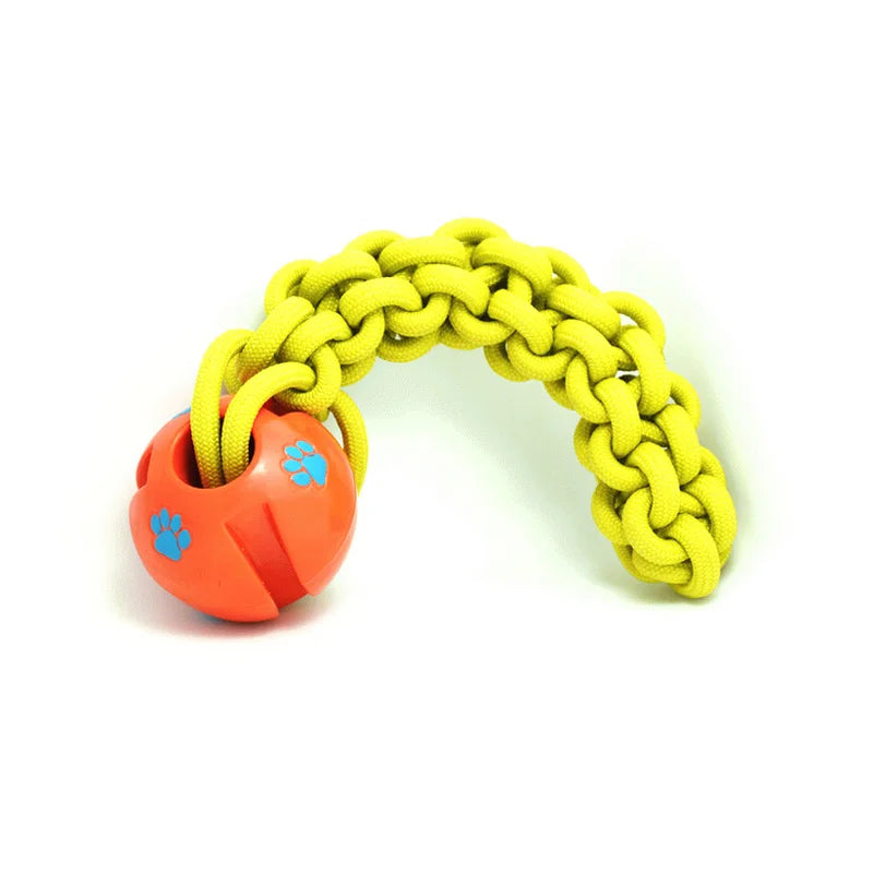 CAITEC Interactive Rubber Chewing Ball with Rope - Tough, Durable & Floatable - Great for Throwing and Chasing