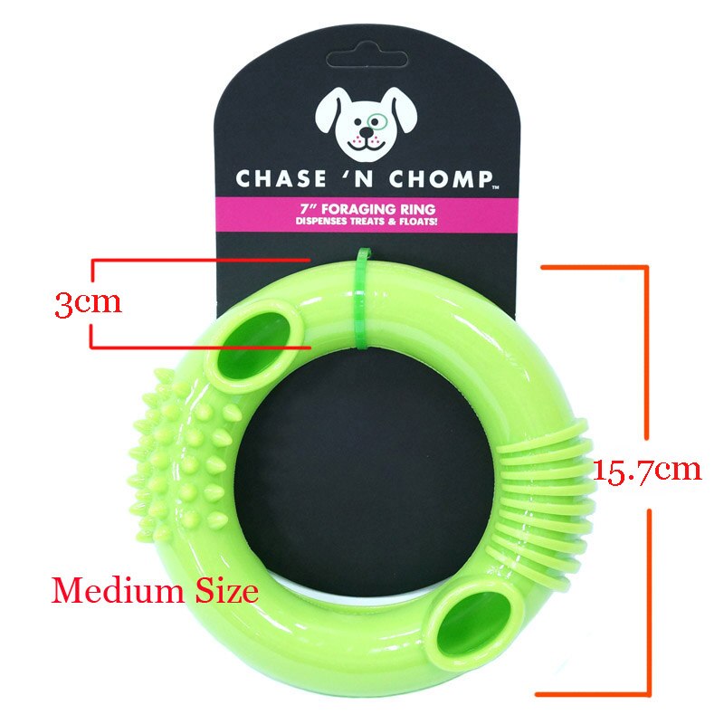 CAITEC Chase 'N Chomp Foraging Floating Rubber Ring Toys for Small, Medium and Large Dogs