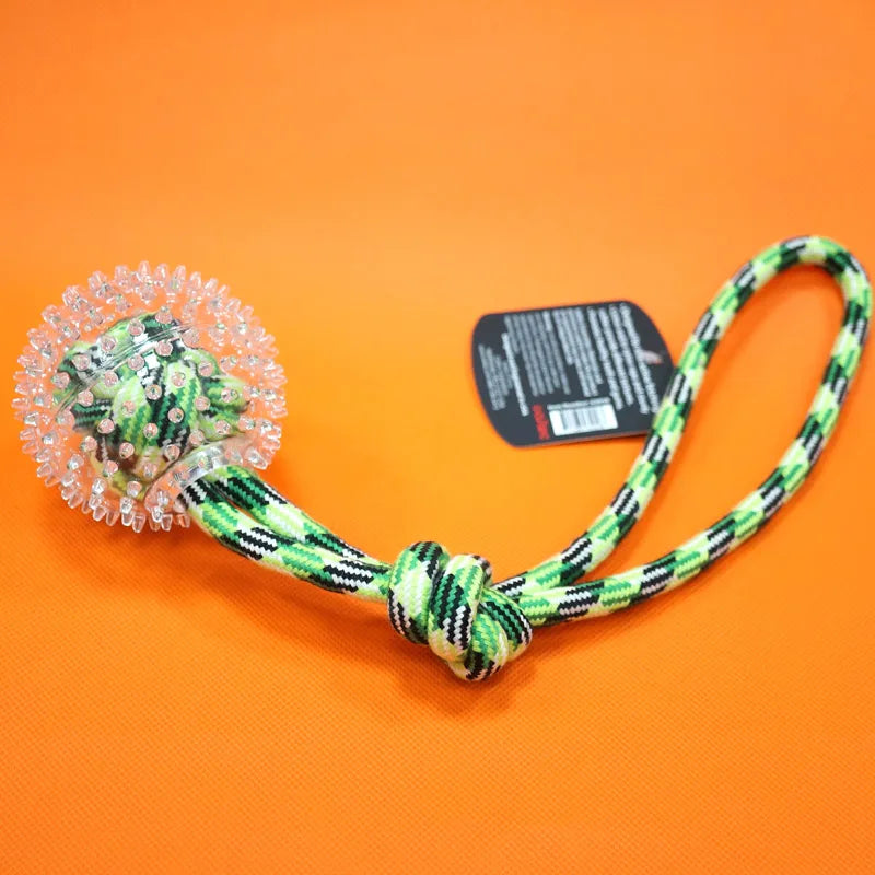 CAITEC Interactive Soft Chewing Ball with Rope - Floatable Suitable for Throwing and Chasing