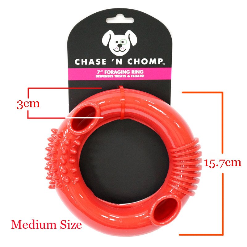 CAITEC Chase 'N Chomp Foraging Floating Rubber Ring Toys for Small, Medium and Large Dogs