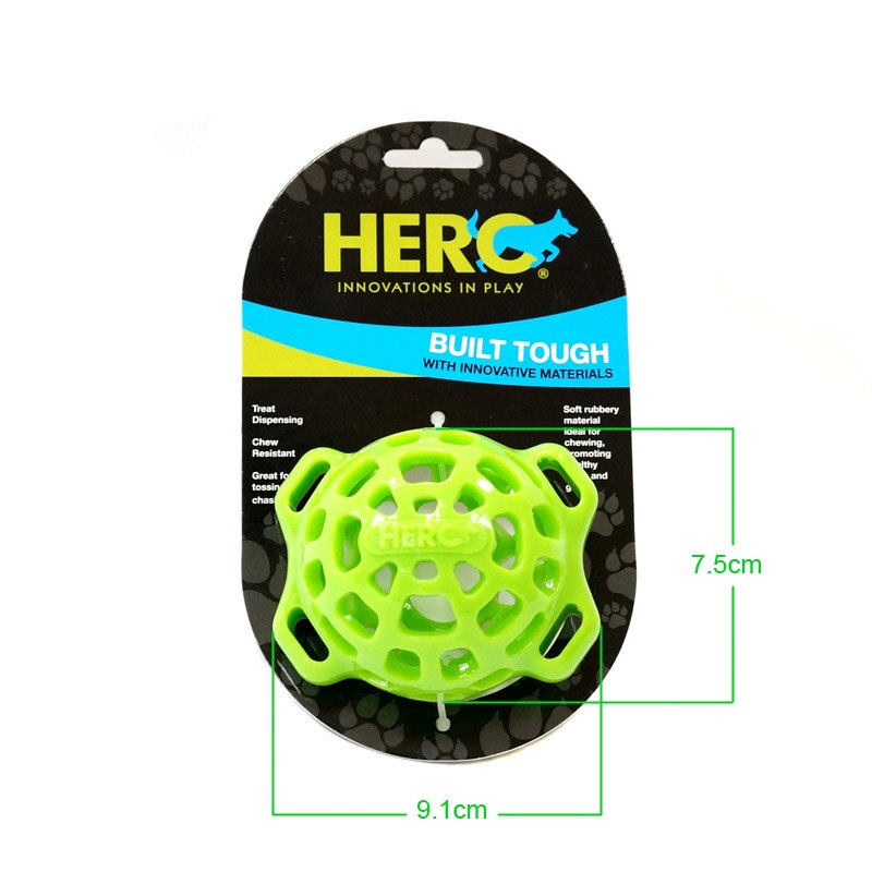 CAITEC Hero Hollow Feeding Ball - Durable Rubber Foraging toy for Small, Medium & Large Dogs