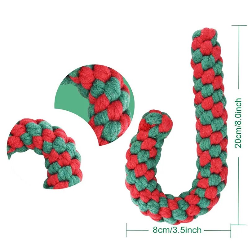 Benepaw Christmas Candy Cane made from Strong Natural Cotton Rope