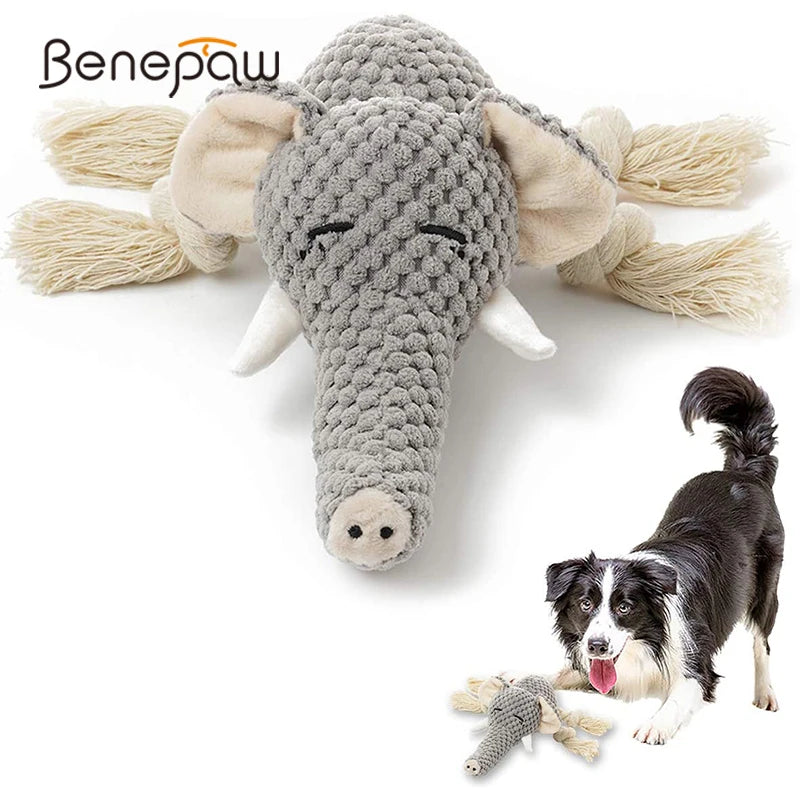 Benepaw Squeaky Interactive Elephant style Dog Toy - For Small Medium Dogs