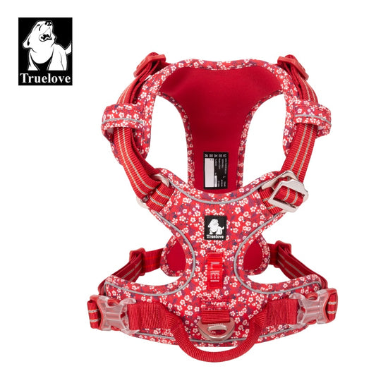 Truelove Floral No Pull Reflective Dog Harness (Poppy red) - Small & Medium Dogs TLH5655