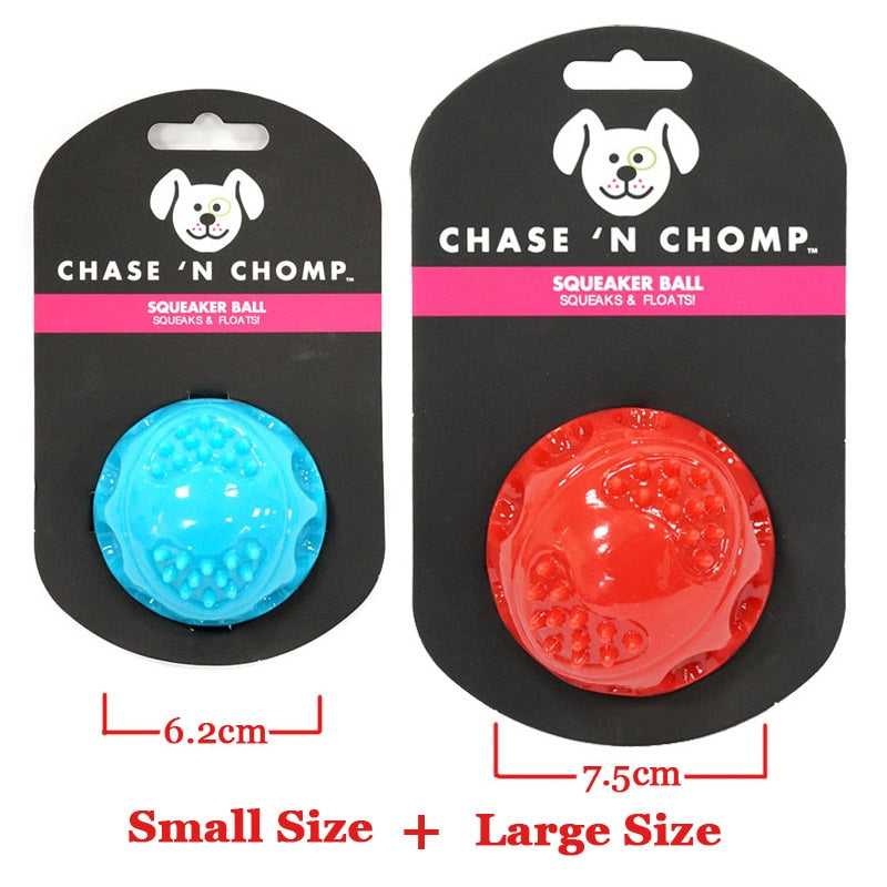 CAITEC Chase 'N Chomp Squeaking Rubber Bouncing Ball Durable Floating for Small to Large Dogs