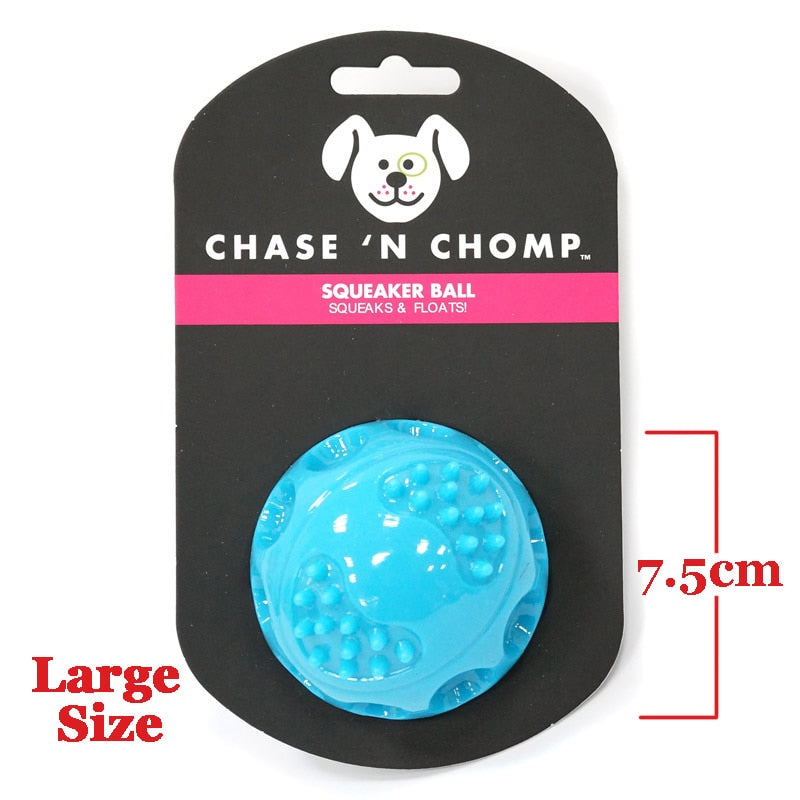 CAITEC Chase 'N Chomp Squeaking Rubber Bouncing Ball Durable Floating for Small to Large Dogs