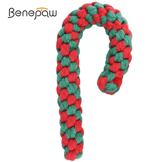 Benepaw Christmas Candy Cane made from Strong Natural Cotton Rope