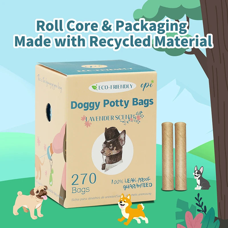 Benepaw Biodegradable Eco-friendly Dog Poop Bags with Free Clip - Leak-Proof Strong & Easy to Tear - 120/270 Pieces