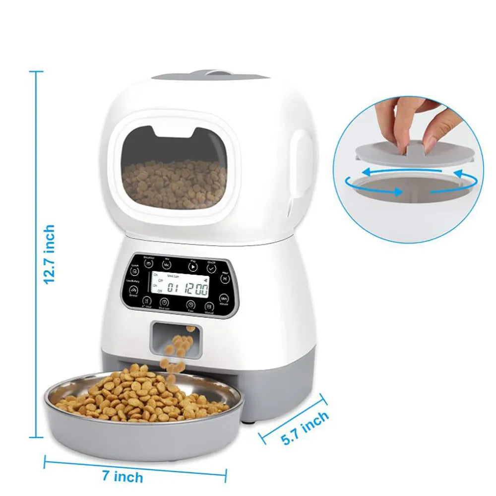 Automatic Dry Food Dispenser (3.5L) & Water drinking fountain (2L) with Wifi & Tuya Smart app connectivity