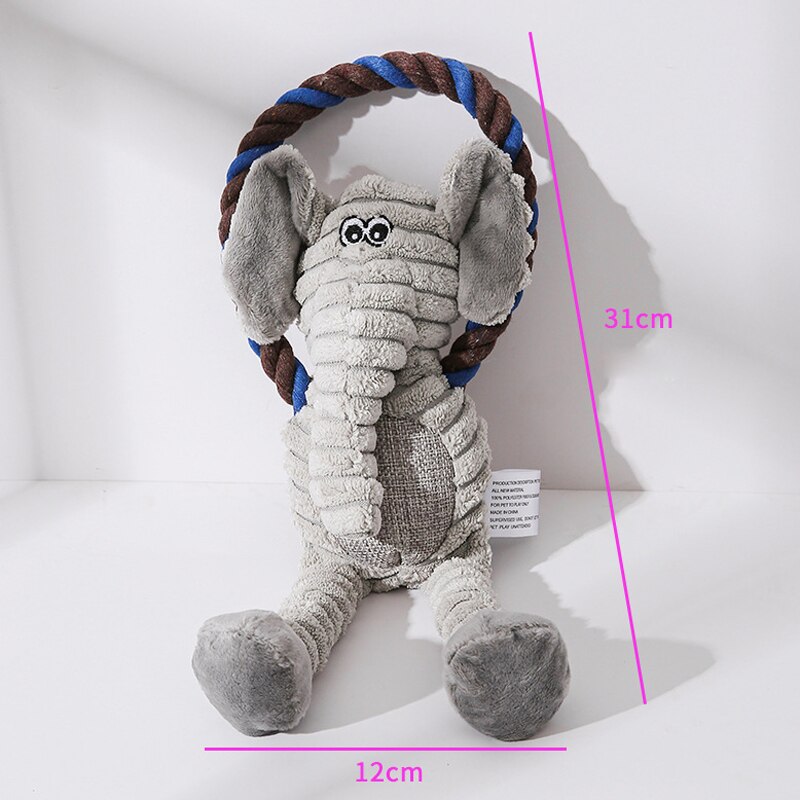 Lion, Monkey & Elephant Interactive Training Squeaky Dog Rope Toys for Small / Medium Dogs