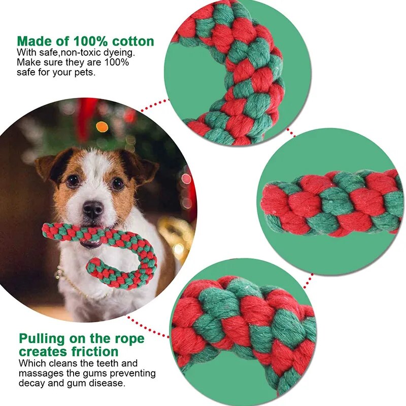 Benepaw Christmas Candy Cane made from Strong Natural Cotton Rope