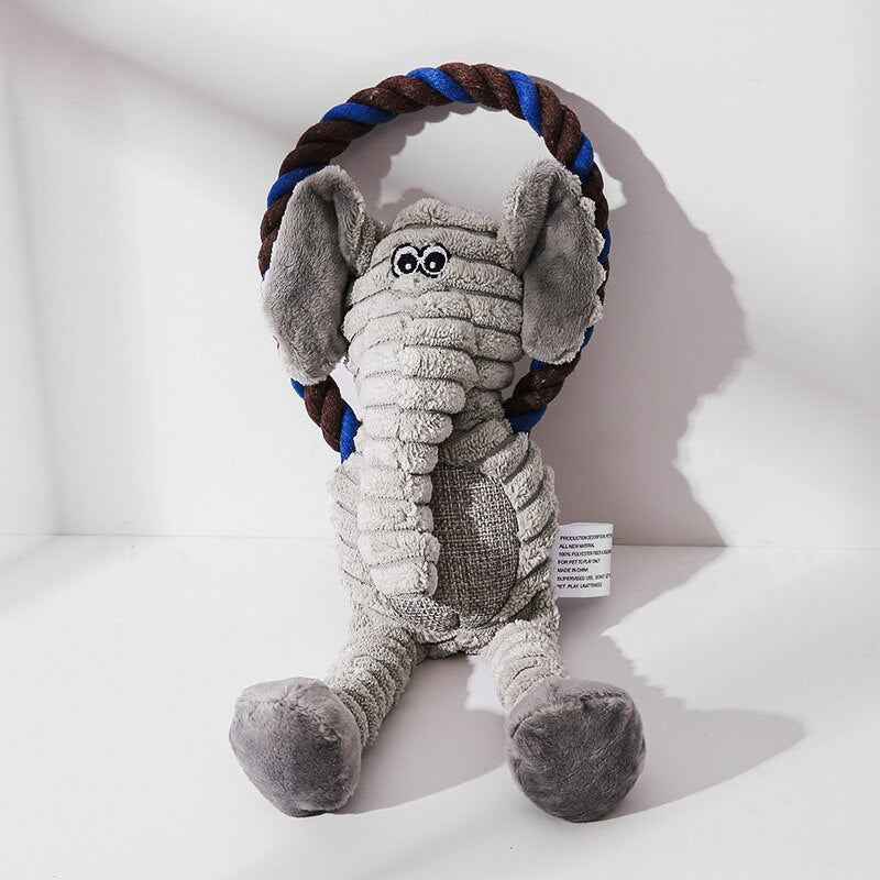 Lion, Monkey & Elephant Interactive Training Squeaky Dog Rope Toys for Small / Medium Dogs