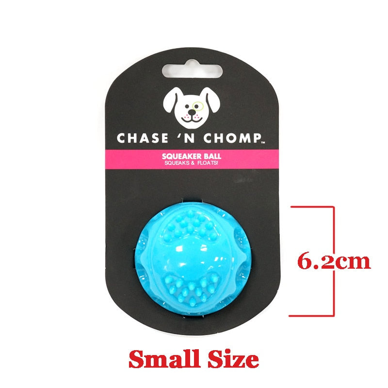 CAITEC Chase 'N Chomp Squeaking Rubber Bouncing Ball Durable Floating for Small to Large Dogs